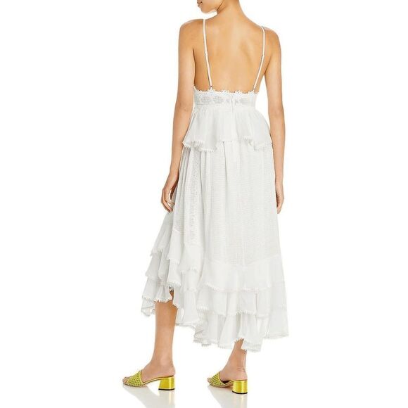 Rococo Sand Embroidered Ruffle Trim Midi Dress - Off White M - Picture 5 of 5